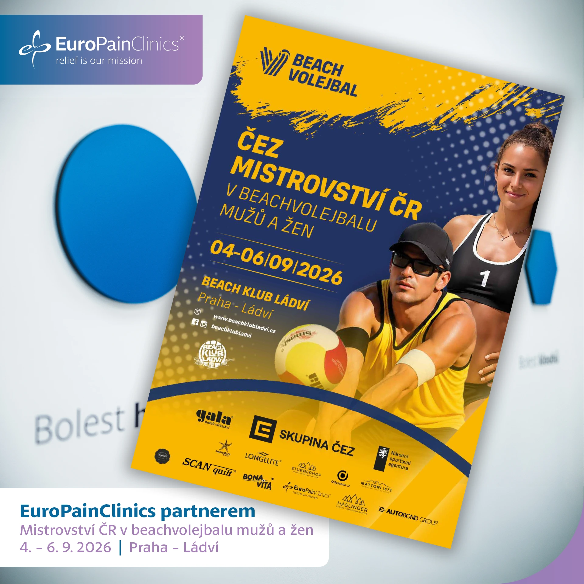 EuroPainClinics je partnerem ČEZ Mistrovství Beachvolejbal